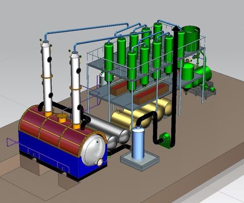 30TPD Afval motor olie raffinage naar diesel distillatie apparatuur in 150 vierkante meter