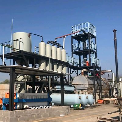 Verwarmingsmethode Indirecte verwarming Pyrolyse Plastic Oil Refinery Destillatieinstallatie