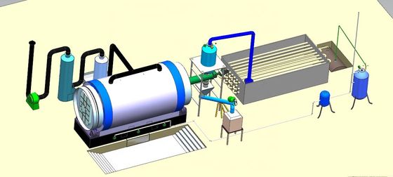 38 ton capaciteit Pyrolyse afvalband tot olie productielijn voor 300 m2 locatie